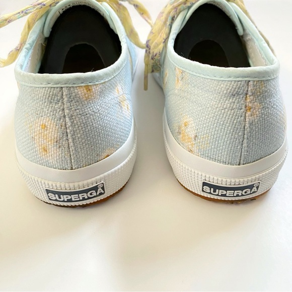 SUPERGA LOVESHACKFANCY 2750 blue yellow white floral print lace up sneaker shoe - Picture 4 of 11